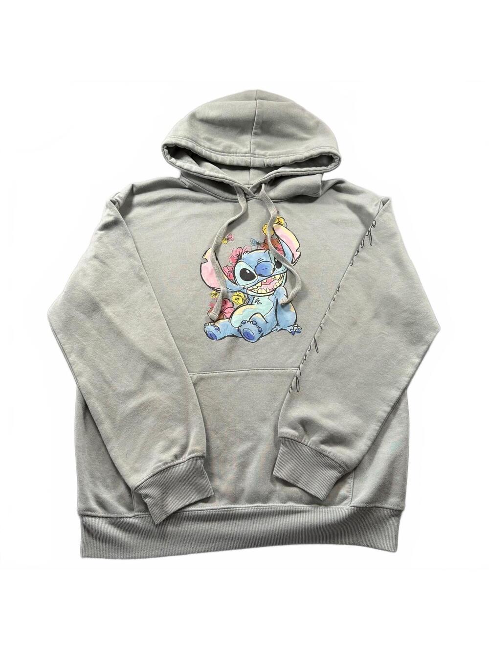 Disney Lilo & Stitch Floral Sketch Pullover Hoodie - Sage Green -Size Medium